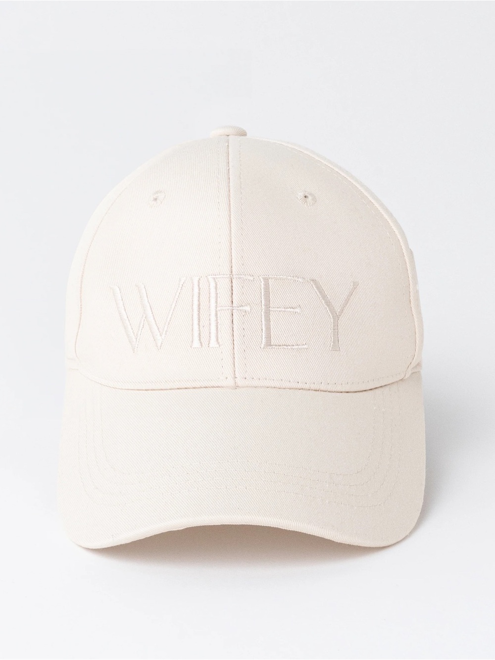 Wifey Embroidered Baseball Cap - Cream